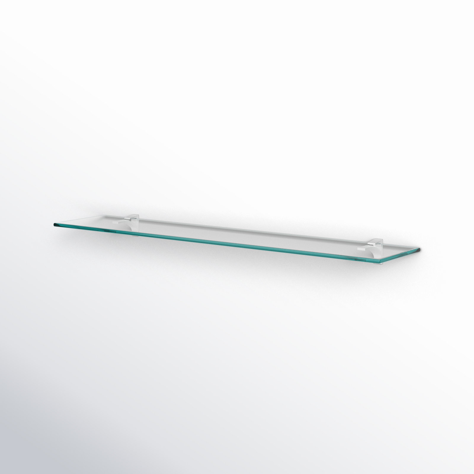Electra Glass Floating Shelf, 2.86" H x 48" W x 10.5" D, Chrome