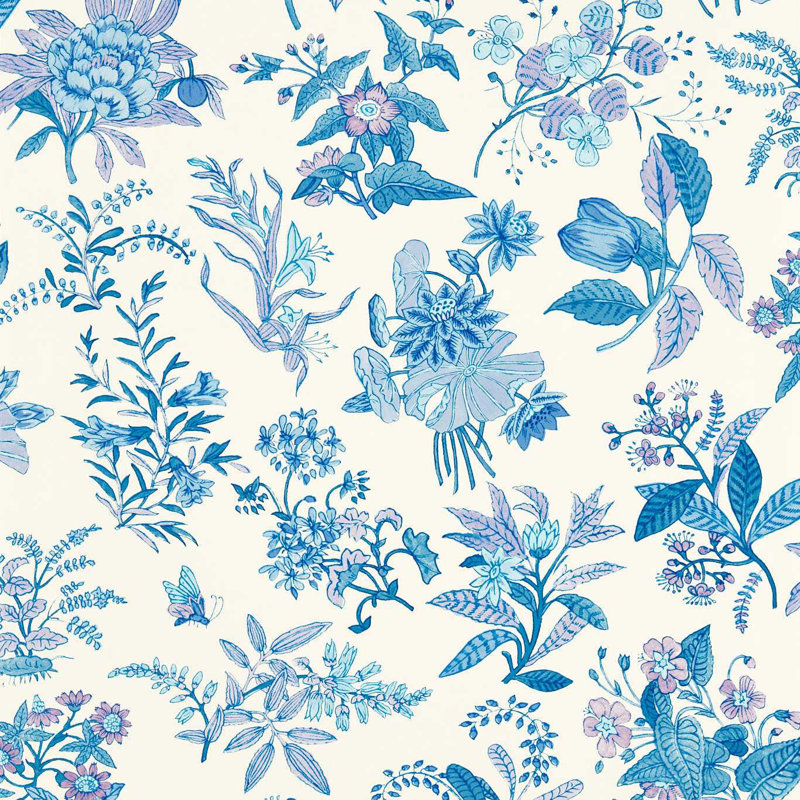 Harlequin x Sophie Robinson Woodland Floral 10.05m x 68.6cm Wallpaper Roll, Lapis/Amethyst/Pearl
