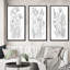 «Minimal Wildflowers Dessin Black On White I», 3 pièces sur toile-154330632-154330627