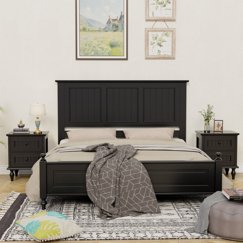 Panel Wood Headboard, Black, King