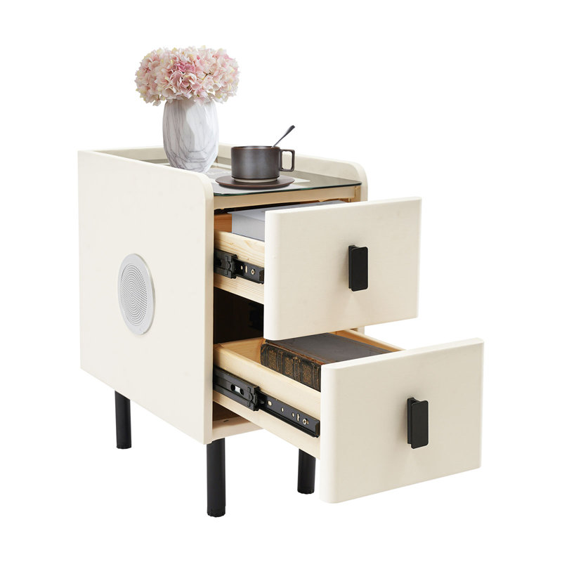 Table de chevet avec lumière et station de charge sans fil