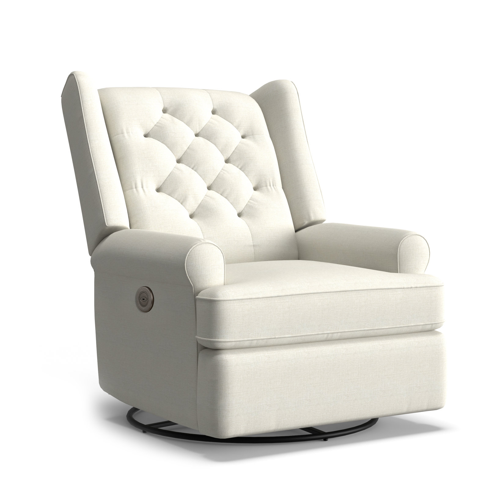 Allendale Upholstered Swivel Reclining Glider, Snow Ivory Performance