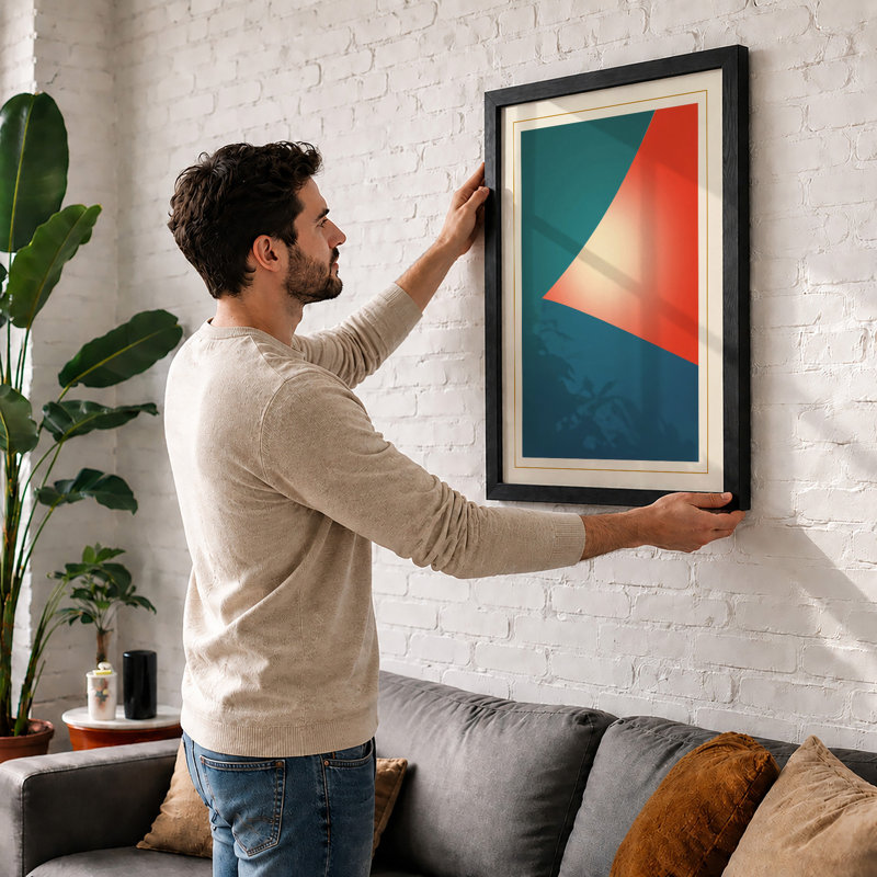 Light Geometric - Framed Print, A3 - 42.0 x 29.7 cm, White