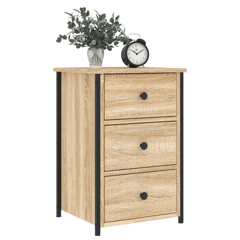 Caulkins 40cm W Iron Bedside Table, Sonoma Oak, Individual