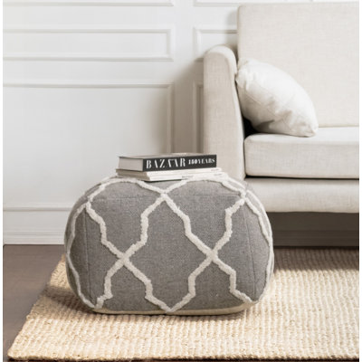 Prathersville 22" Wide Square Geometric Pouf Ottoman by Dakota Fields