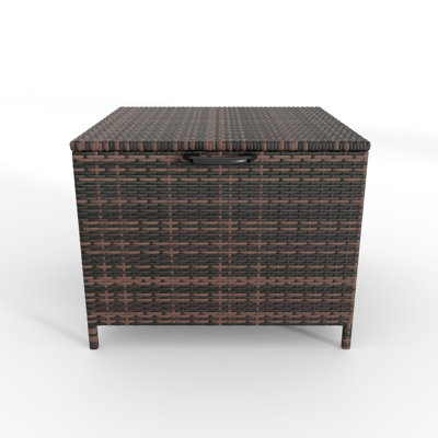Outdoor Storage Box, 80 Gallon Rattan Deck Box With Support Frame And Wheels by Yuan Home