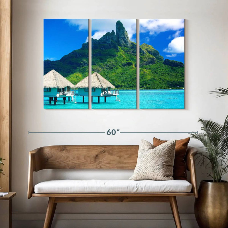 Scène de plage Gillard Tahiti, H 32 po x l 50 po