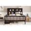 Lit plateforme double avec tableau noir, lit plateforme en bois massif avec tiroirs et tablettes de rangement, conception amusante et peu encombrante, espresso-775668737-775668739