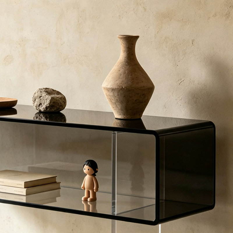 Console de rangement moderne en acrylique, 29.53" H x 31.5" W x 11.81" D