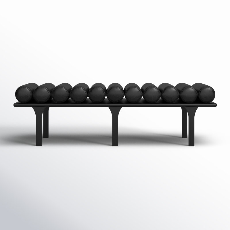 Banc rembourré en similicuir Landon Boutis, Cuir végétalien noir, Noir