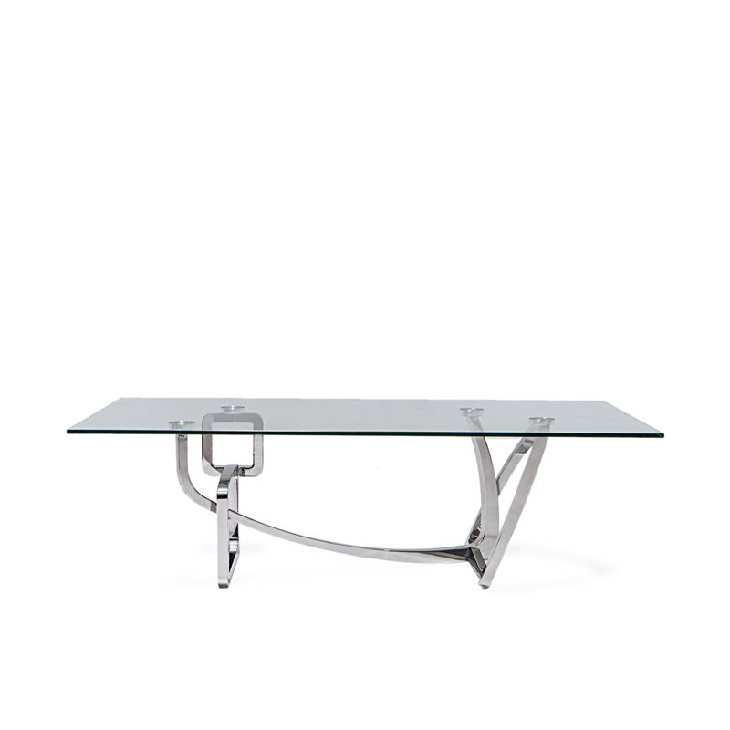 Glass Top Coffee Table, Clear, Silver
