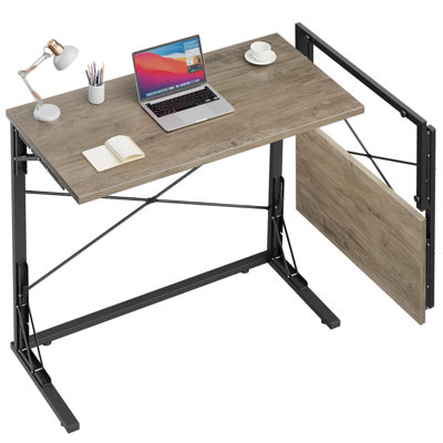 31.5" Folding TV Tray Table for Eating on Couch Extra Large,Couch Desk Table for Small Spaces, Foldable TV Dinner Trays, Portable Fold Computer Writing Desk for Home Office(Greige)