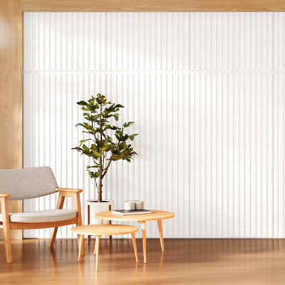PVC Slat Wall Panel, 2x4 Feet 3D Fluted Textured Panel White, Suitable for Kitchen, Living Room, and Home 3D Wall Panels(12-Pack, 96 Sq.ft)