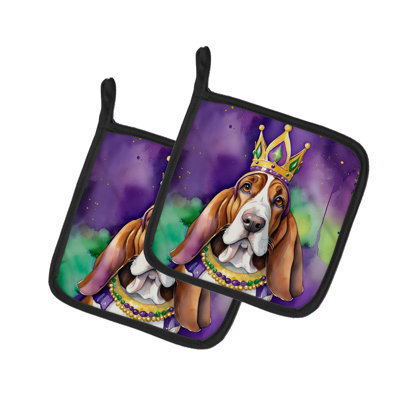 Paire de poignées Basset Hound King of Mardi Gras