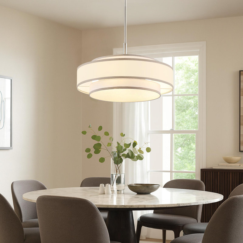 Lustre tambour 5 lumières Aasim, Nickel brossé