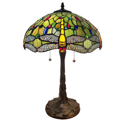 Tiffany Style Dragonfly Table Lamp Green