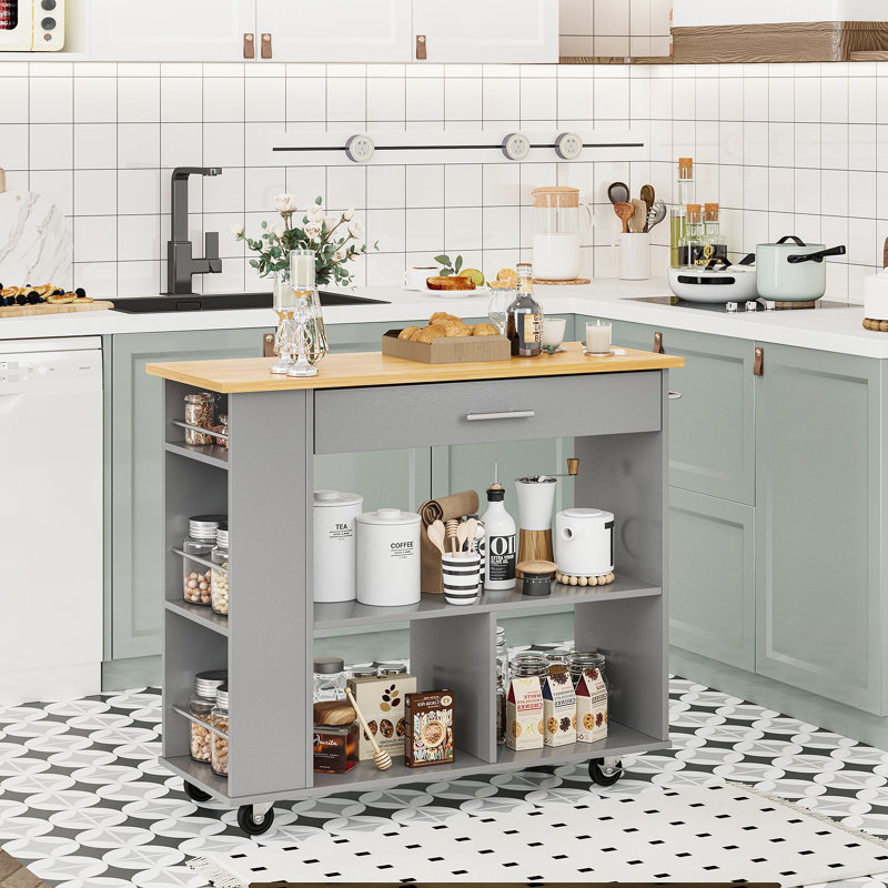 Arbenor Kitchen Island Cart, Gray