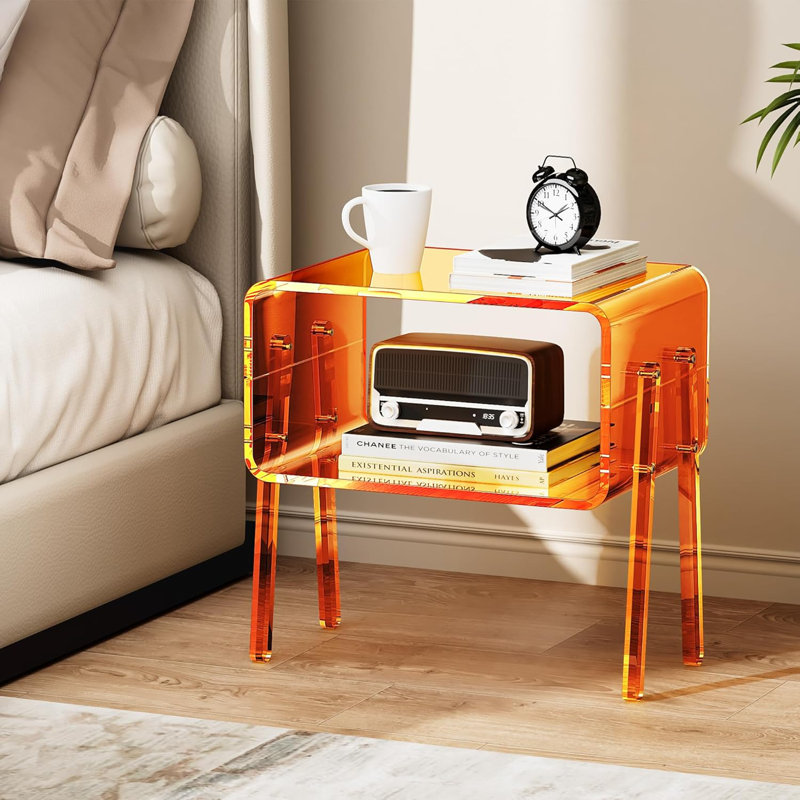 Table d'appoint empilable en acrylique avec rangement ouvert, table de bout moderne pour la chambre à coucher et le salon, conception peu encombrante