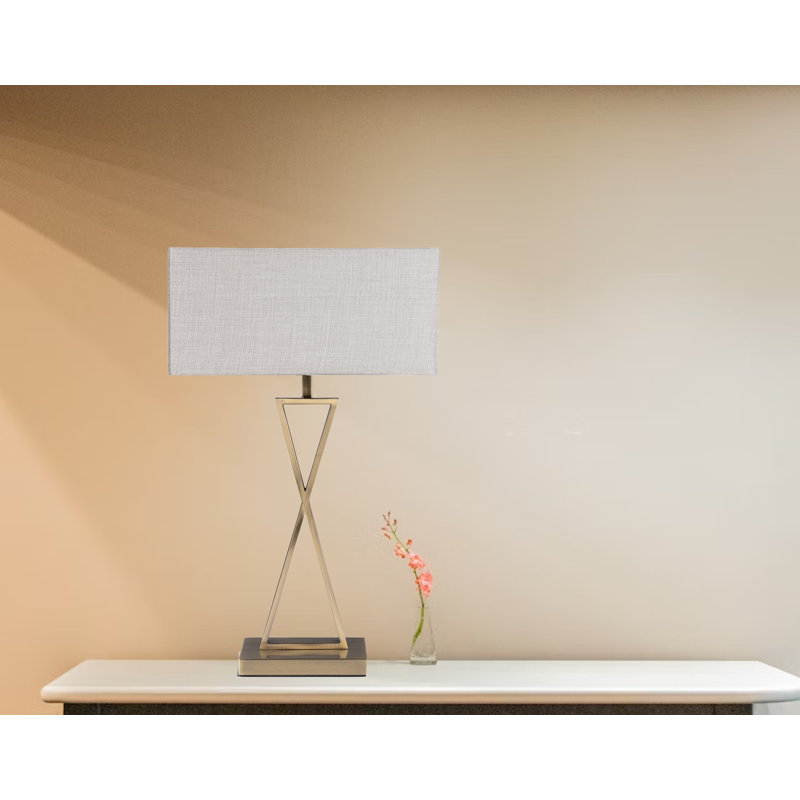 Avory 64cm Rectangle Metal Narrow Table Lamp, Grey, Antique