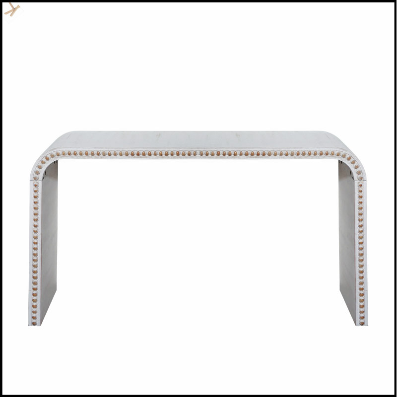 Élégante console en bois noir avec motif de cascade incurvée et perles en bois fabriquées à la main pour des entrées et des couloirs élégants
