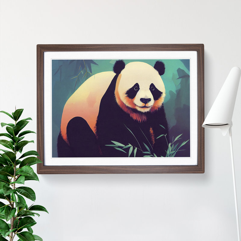 Terrific Panda - Framed Print, 46cm H x 64cm W x 2cm D, Walnut Framed