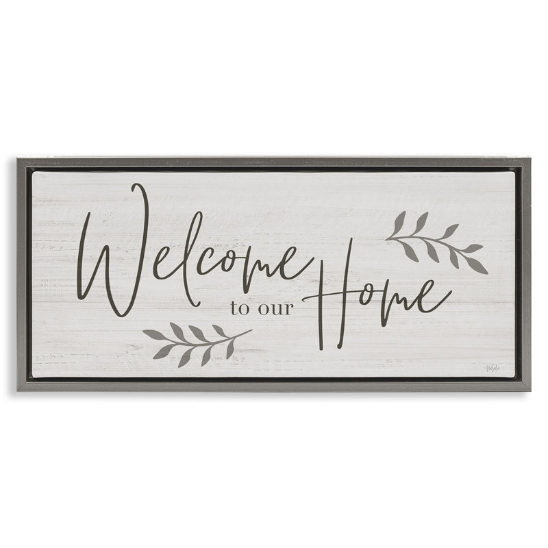 Panneau «Welcome To Our Home Country», Cadre flottant gris lustré, H 11 po x l 25 po