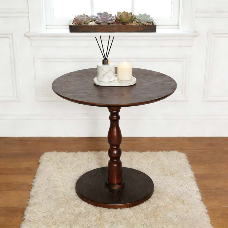 23'' Walnut Brown Accent Round Table