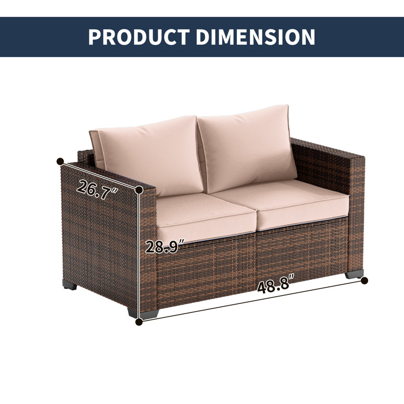 Causeuse d'extérieur élégante en osier, Beige