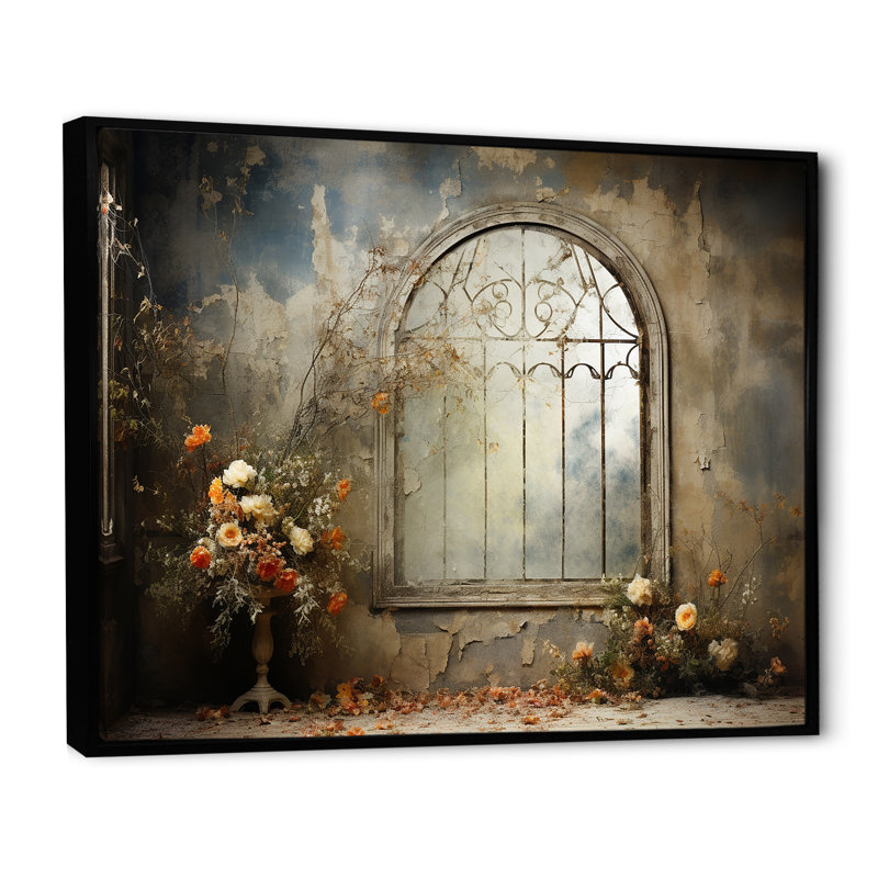 Fenêtre Hauting Floral, H 30 po x l 40 po x P 1,5 po, Cadre flottant noir