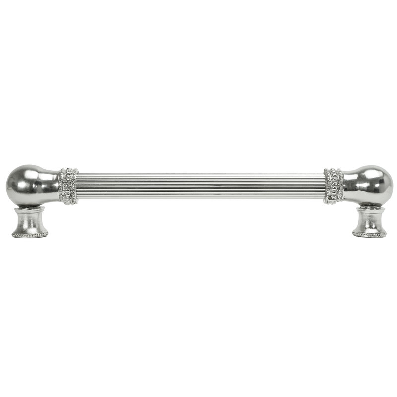 Classic/Beaded 6 inch center to center long reeded pull  in finish Platinum, 6"