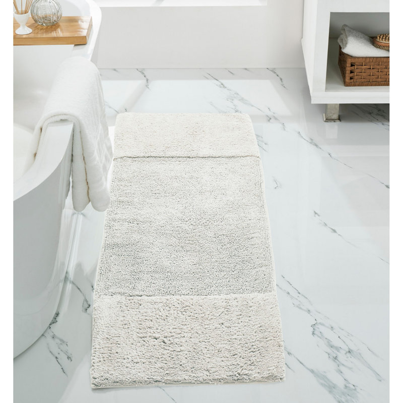 Tapis pour salle de bain 100% coton avec envers antidérapant Merkle, Tapis de couloir 20 po x 60 po, Ivoire ivoire