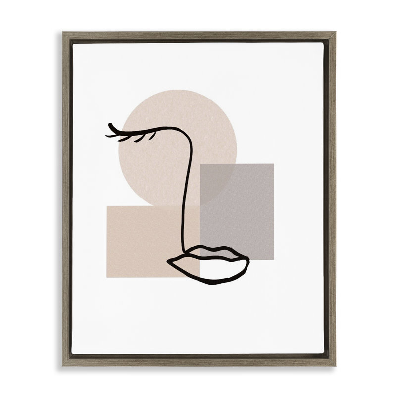 «Minimal Face Portrait», art mural encadré sur toile flottante par Chen Alyesh, Cadre flottant orme Montalcino