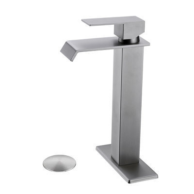 Robinet de lavabo de salle de bain à poignée simple avec bonde escamotable Waterfall