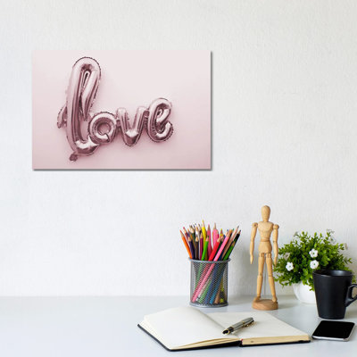 Love Pink Ballon by Mambo Art Studio - Wrapped Canvas Gallery-Wrapped Canvas Giclée