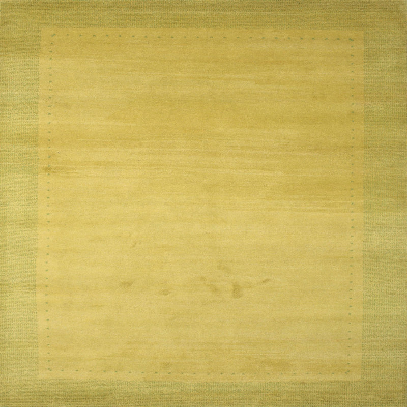 Tapis contemporain vert / jaune, Carré 6 pi