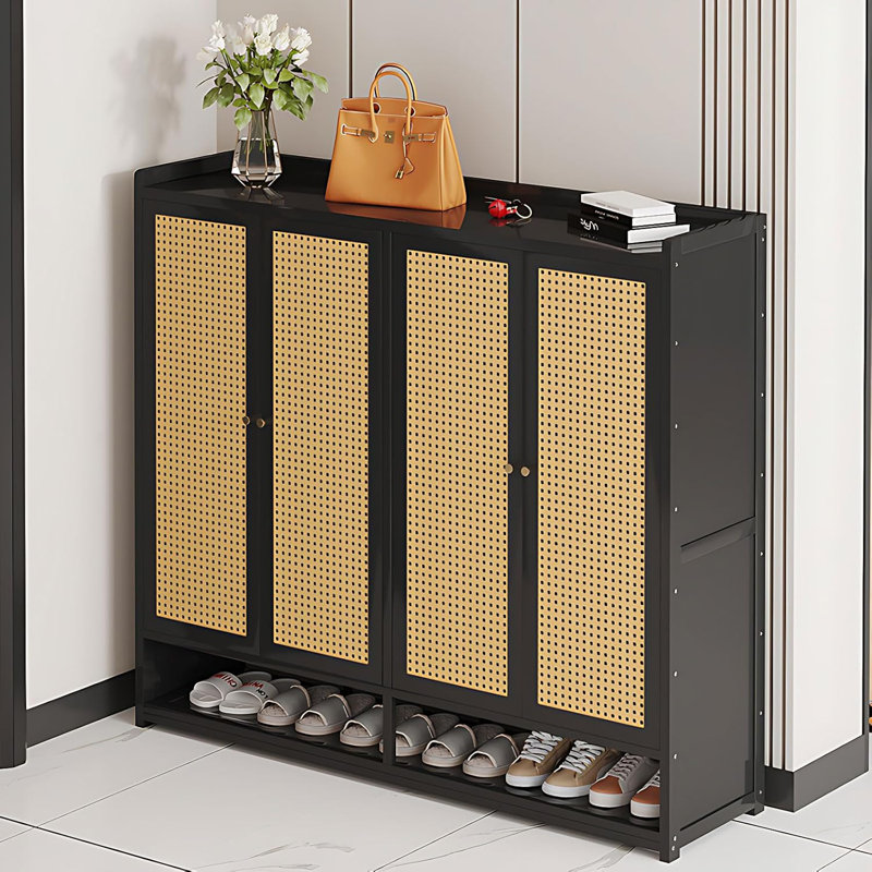 8-Tier Bamboo Shoe Storage Cabinet With Doors - Thumbnail 2