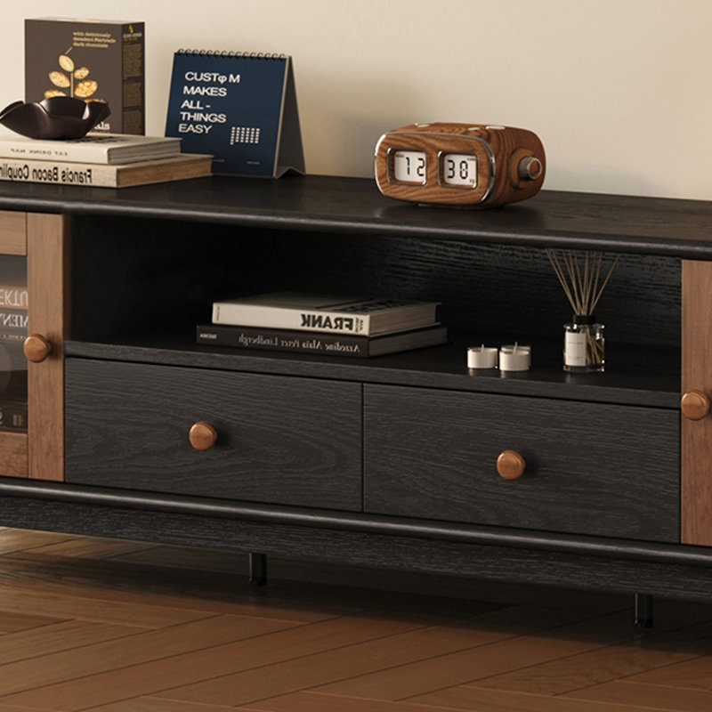 Modern Rubberwood TV Stand, 21.26"H x 62.99"L x 15.75"W