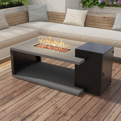 Outdoor 50,000 BTU Propane Gas Fire Pit Table With, Volcanic Rocks & Waterproof Cover