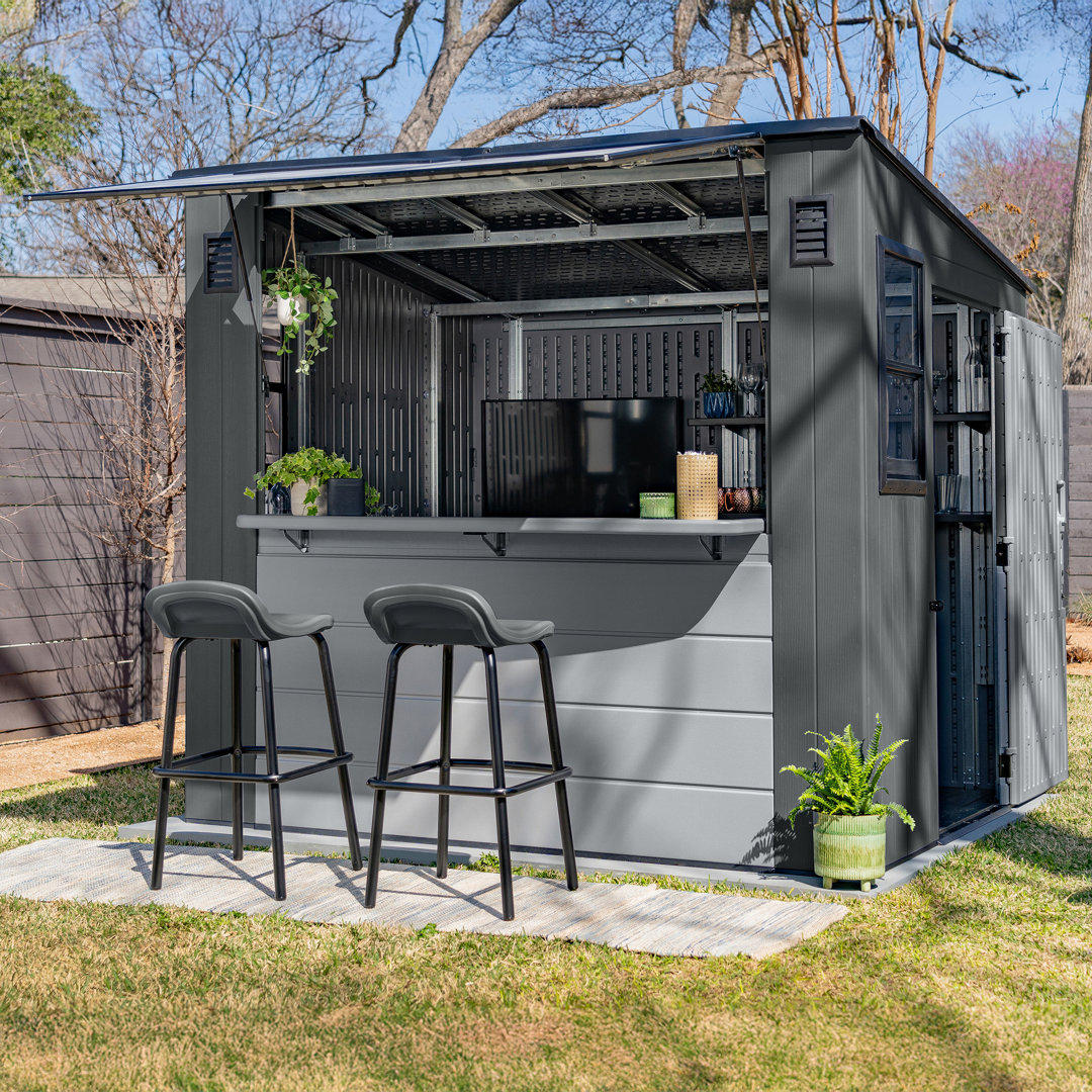 Suncast Cabana Entertainment Shed & Bar 8x7 - Cool Grey With Assembly