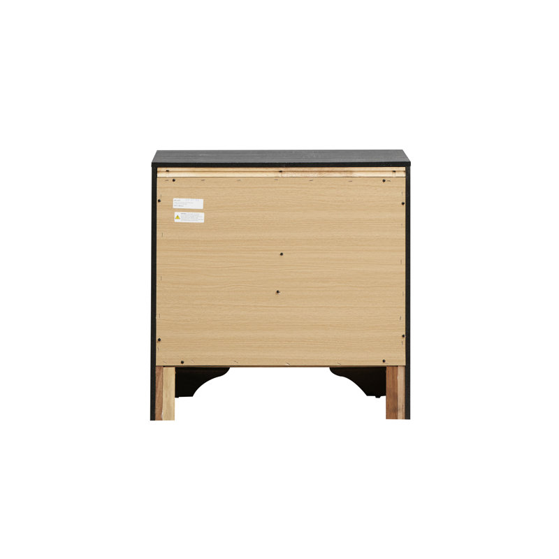 Table de chevet grise G02305-n - Élégante et fonctionnelle pour la chambre à coucher avec finition en grain de bois stratifié et tiroirs spacieux