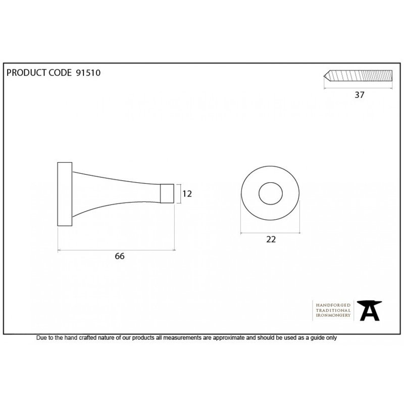 Projection Brass Baseboard Door Stop, Aged Brass