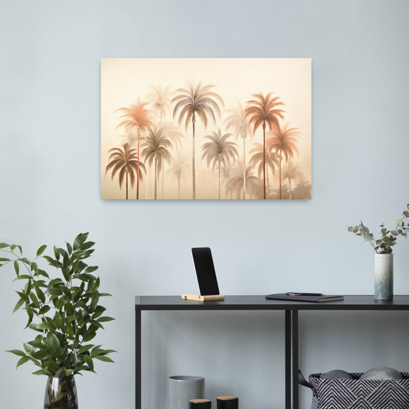 Art contemporain, palmier abstrait, art côtier, H 16 po x l 24 po