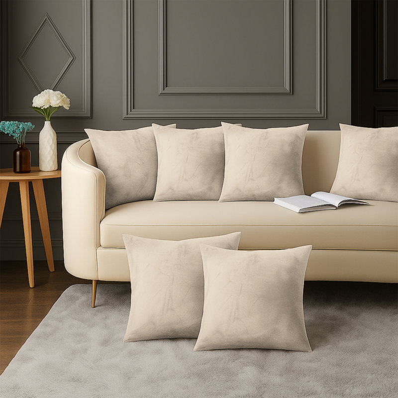 Square Cushion Cover, Beige