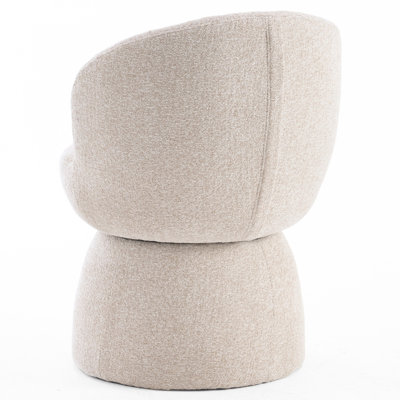 Allis Upholstered Accent Chair, Swivel Vanity Stool With Wingback, Boucle Fabric Make-up Chair