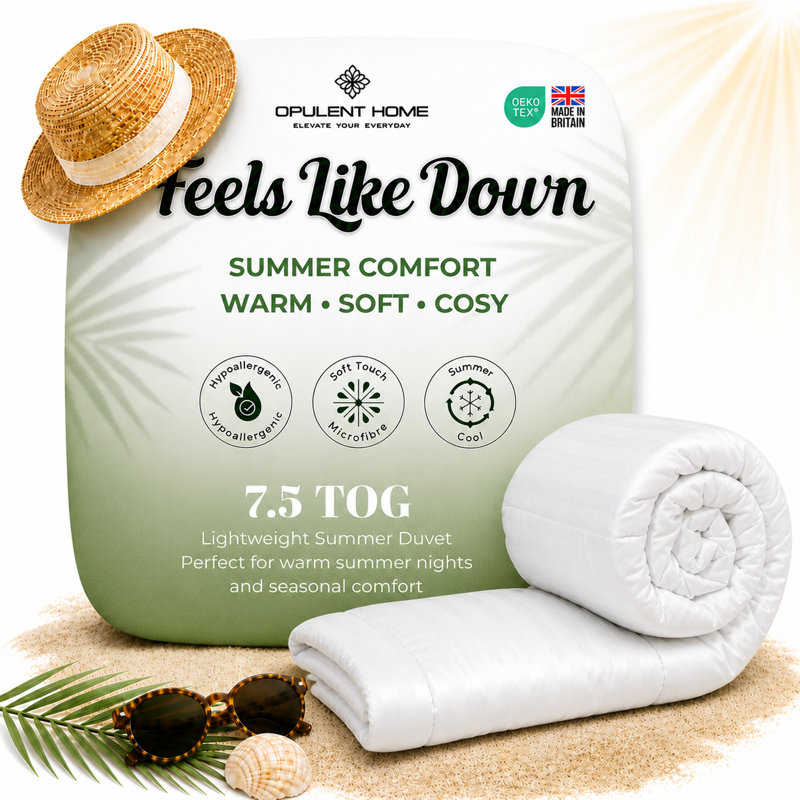 Opulent Home Premium Anti-Allergy Duvet Quilt 7.5 TOG - Lightweight Stripe Summer Comforter - Available Single /Double/King/Super King