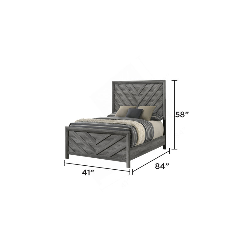 Lit simple de style moderne en bois gris