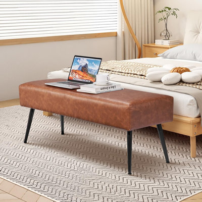 Banc de chambre en cuir de polyuréthane avec pieds en métal