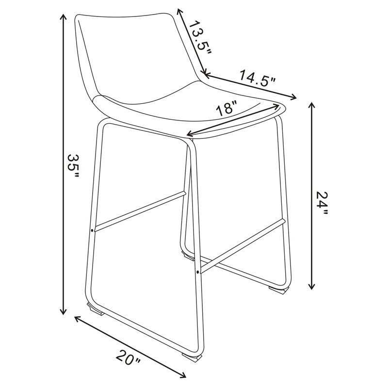 Dorielle Upholstered Counter Stool with Metal Frame, Counter Stool (24" Seat Height)