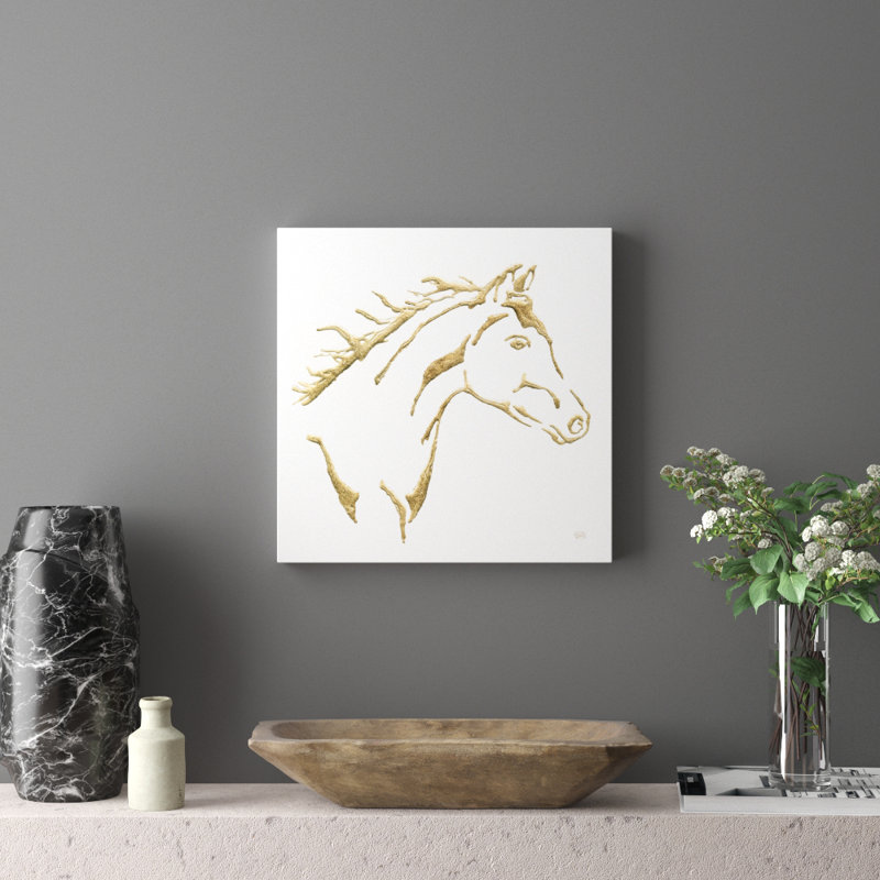 «Gilded Filly» sur acrylique blanche par Christ Paschke - reproduction d'art sur toile, H 24 po x l 24 po x P 1,5 po