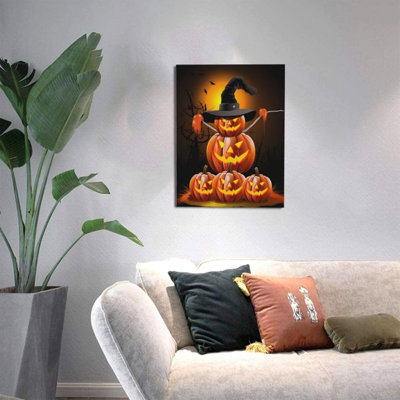 Funny Pumpkins Unframed Canvas Wall Art 12" X 16"